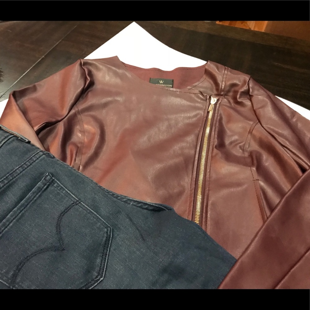 Worthington Zip Front Jacket Maroon Berry Size S - Picture 3 of 4